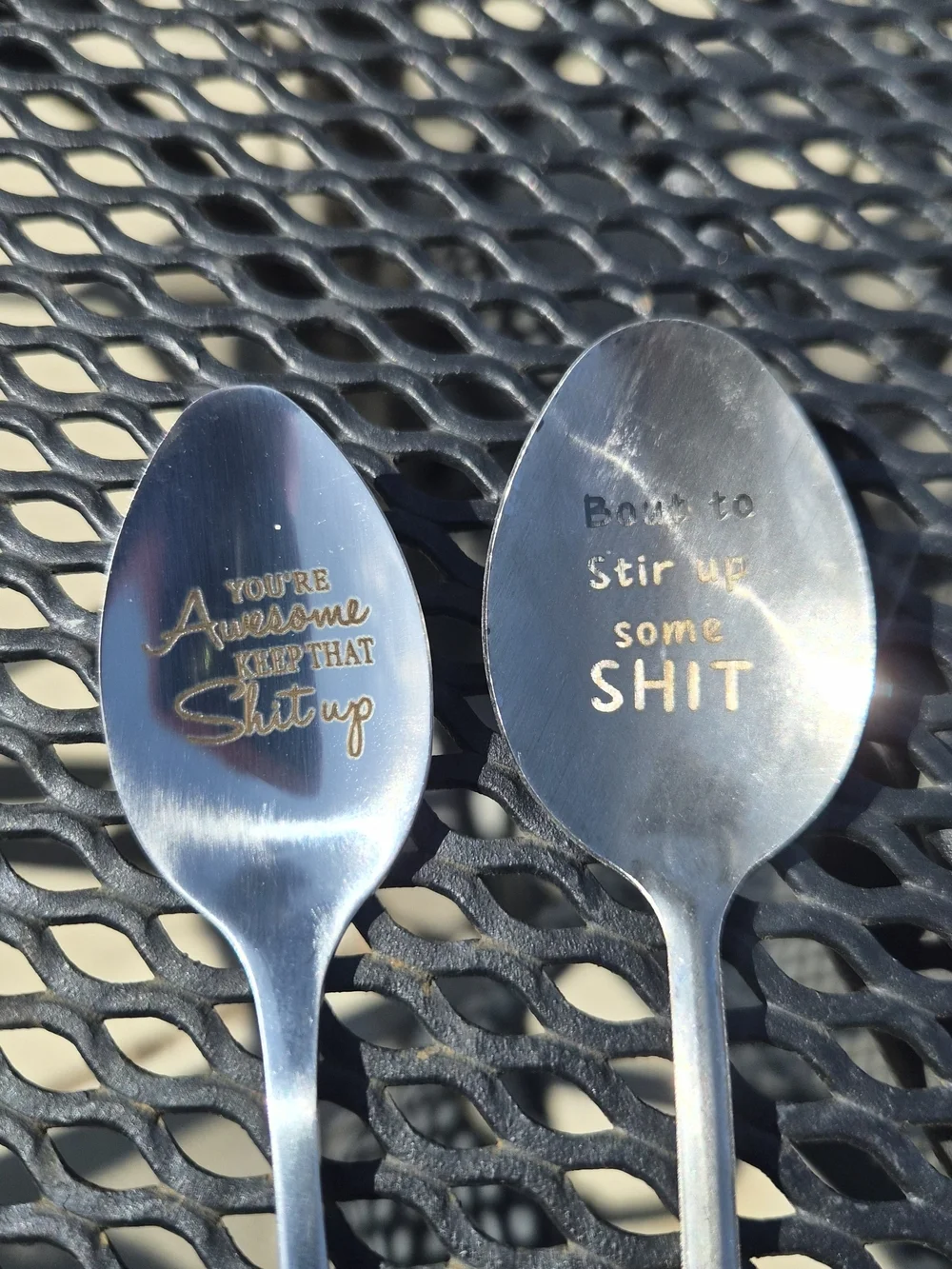 Add a little humor to your coffee, tea, or dessert time with this fun set of eng